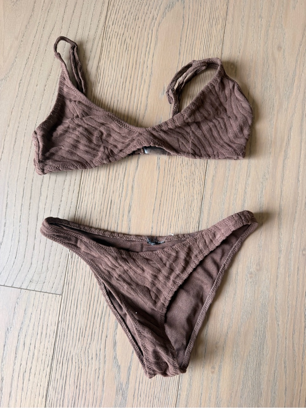 Triangl Women's Brown Textured Bikini Set